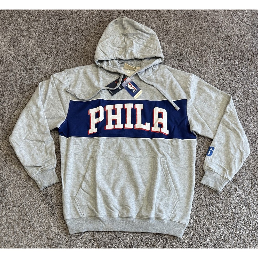 Fanatics Heather Gray Philadelphia 76ers Wordmark Pullover Hoodie Mens Size 2XLB